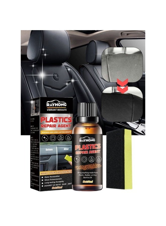 رايهونغ مُرمِّم البلاستيك للسيارات 50 مل - مُلمِّع للتنظيف العميق والحماية من الأشعة فوق البنفسجية، يُعيد الحياة إلى المصدات الباهتة ومقابض الأبواب والمرايا والأسطح البلاستيكية الداخلية. - Image 3